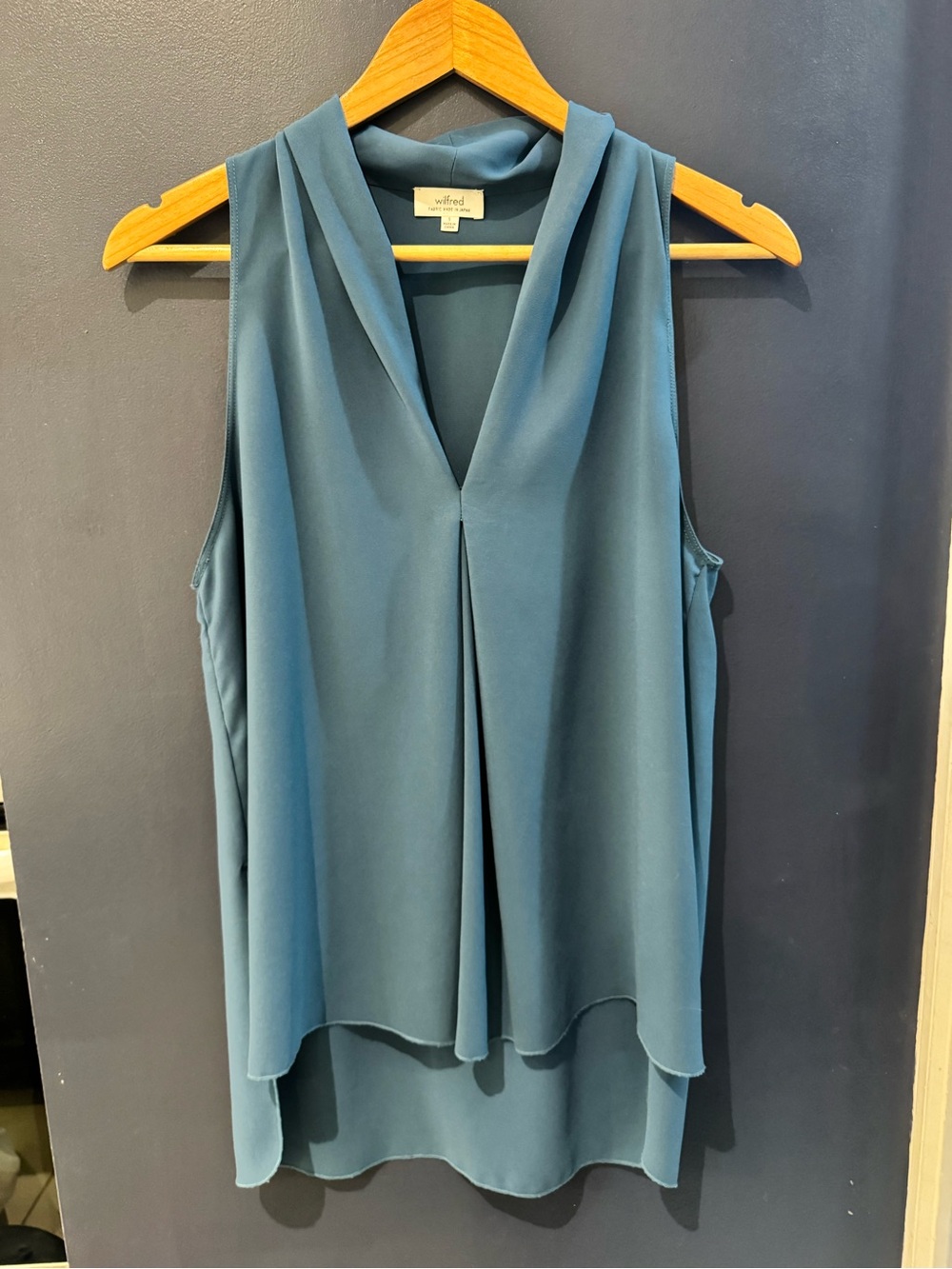 Wilfred Teal Sleeveless V-Neck Draped Camisole